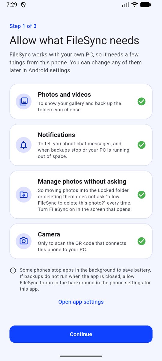 A guided first set-up with one question